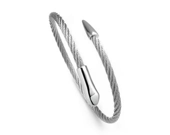 Industrial Wire Twisted Rope Coil Bracelet | Stainless Steel Wrap Bangle | Snake Design
