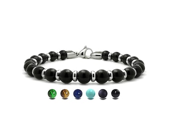Gemstone Beaded Bracelet 6mm | Spacers & Signature Clasp | Luxury Design