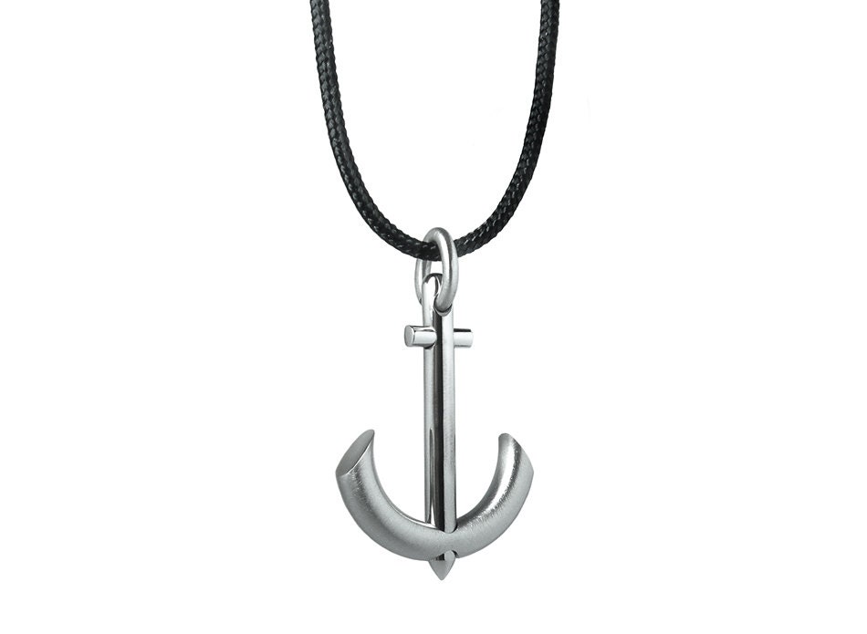 Modern Anchor Necklace in Stainless Steel
