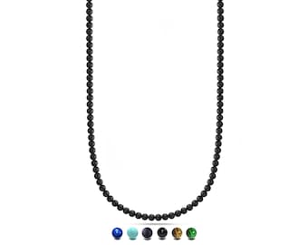 4mm Gemstone Beaded Necklace | Stainless Steel Clasp | Minimalist Style Design