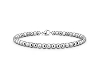 All Stainless Steel Beaded Bracelet - 5mm | Minimalist Designer Metal Jewelry