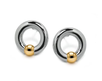 Tension-Set Stud Earrings | High-End Stainless Steel & Gold | Luna