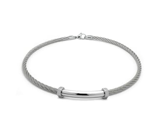 4mm cable rope choker with center tube element and side Hex Nuts in stainless steel