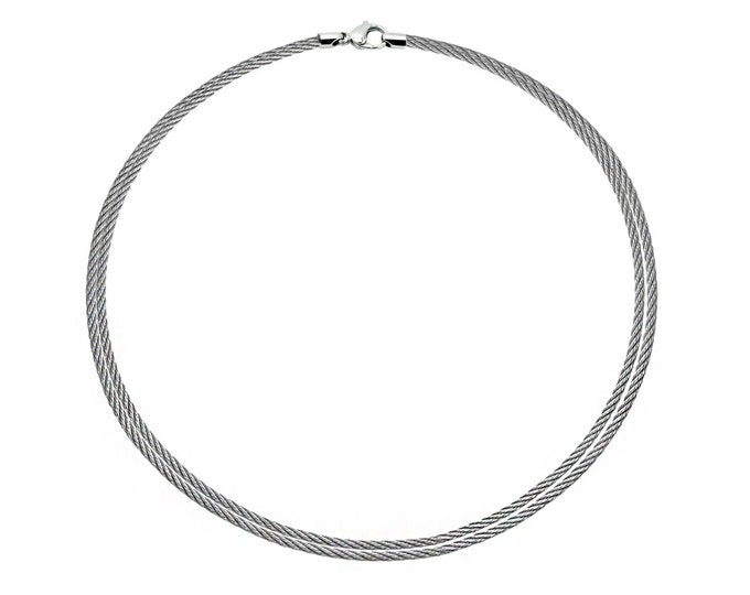 Double 2mm stainless steel cable rope necklace by Taormina Jewelry