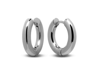 LUNA polished tubular hoop earrings large, medium and small in stainless steel