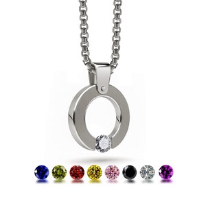 Pendentif plat avec joint torique | Collier minimaliste personnalisé en acier inoxydable et pierres précieuses | Abbracci Design par Taormina