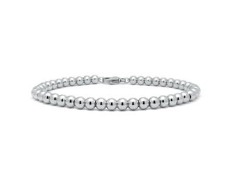 5mm Stainless Steel Beaded Bracelet | Minimalist Designer Metal Jewelry