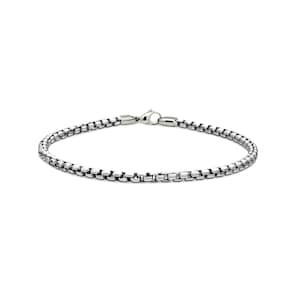 2.5mm box chain bracelet in stainless steel by Taormina Jewelry