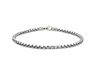 2.5mm box chain bracelet in stainless steel