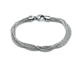 Multi thin chains bracelet in stainless steel
