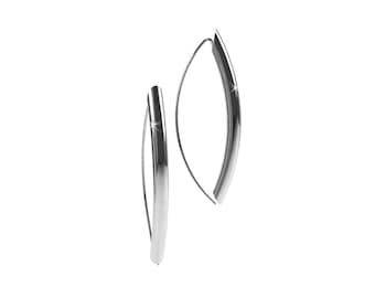 OVUM oval vertical cat eye shaped earrings in stainless steel by Taormina Jewelry