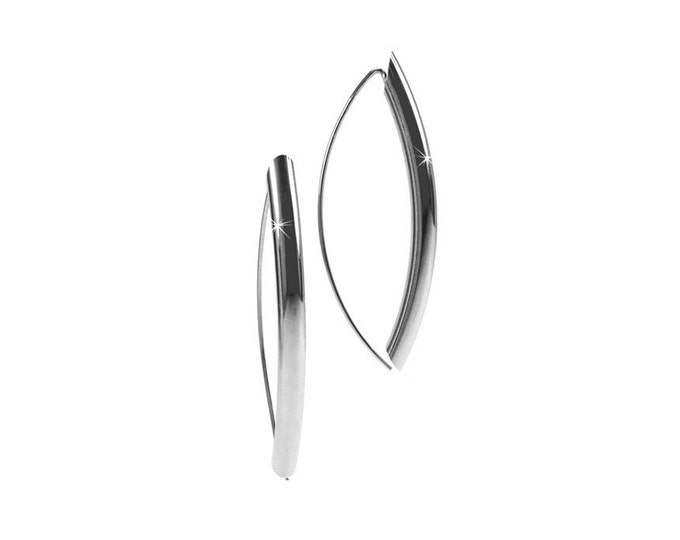 OVUM oval vertical cat eye shaped earrings in stainless steel by Taormina Jewelry