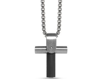 Biker cross pendant in stainless steel & PVC rubber