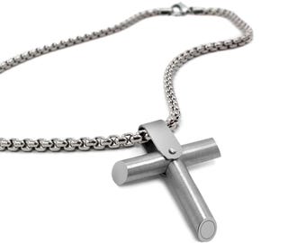 Rods cross pendant in stainless steel