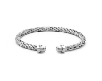 4mm Cable Cuff Bracelet & Hex Nut Design | Flexible Authentic Industrial Stainless Steel Wire Rope