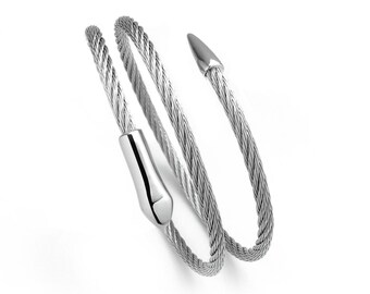 SNAKE cable double bypass bracelet in stainless steel