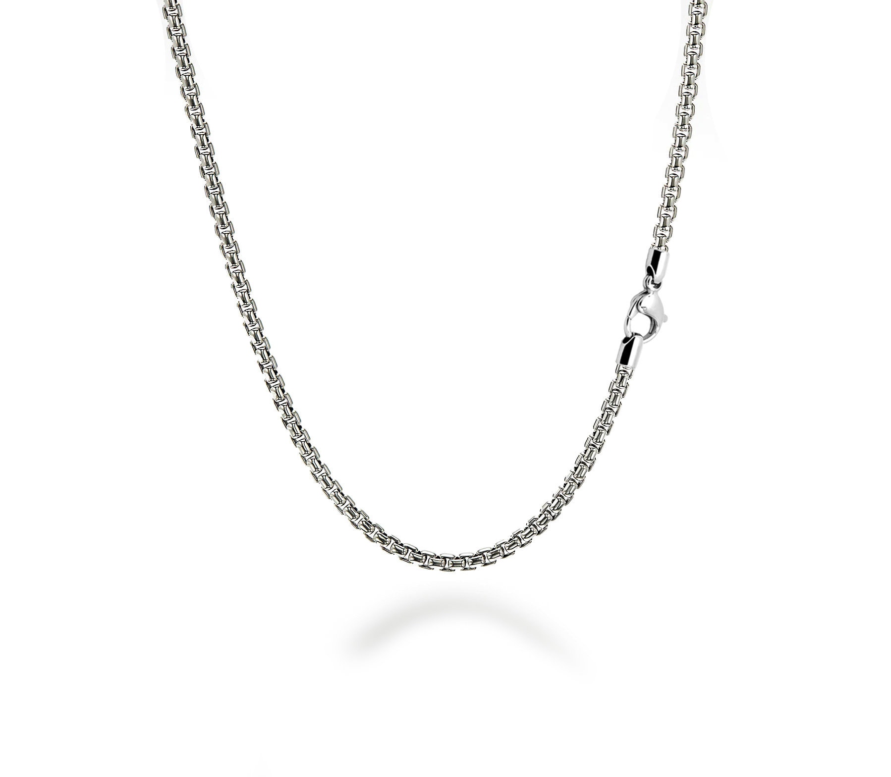 4mm box link chain necklace in stainless steel by Taormina Jewelry