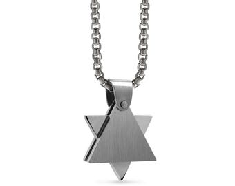 Star of David Pendant | Minimalist Sculptural Stainless Steel | Modern Architectural Jewelry