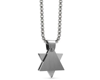 Star of David pendant modern minimalist design in stainless steel