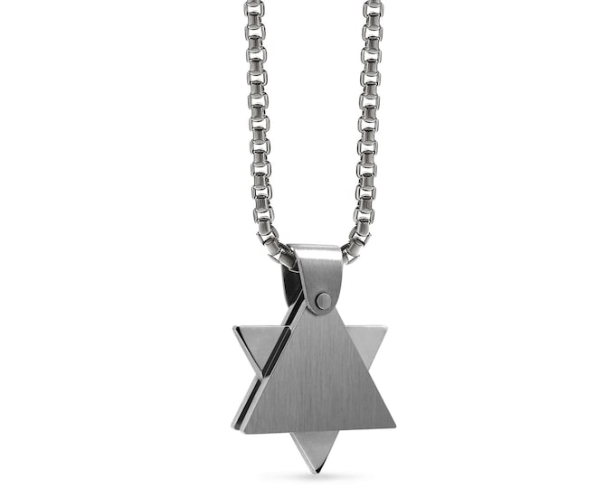 Featured listing image: Star of David pendant modern minimalist design in stainless steel