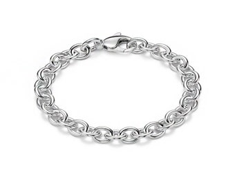 6mm, 7mm, 8mm, 9mm, 10mm Oval link chain bracelet in stainless steel by Taormina Jewelry