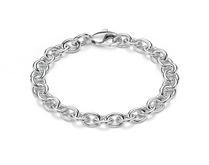 6mm, 7mm, 8mm, 9mm, 10mm Oval link chain bracelet in stainless steel by Taormina Jewelry