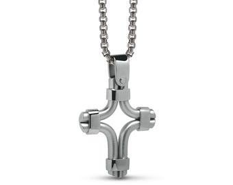 Double Rods cross pendant in stainless steel