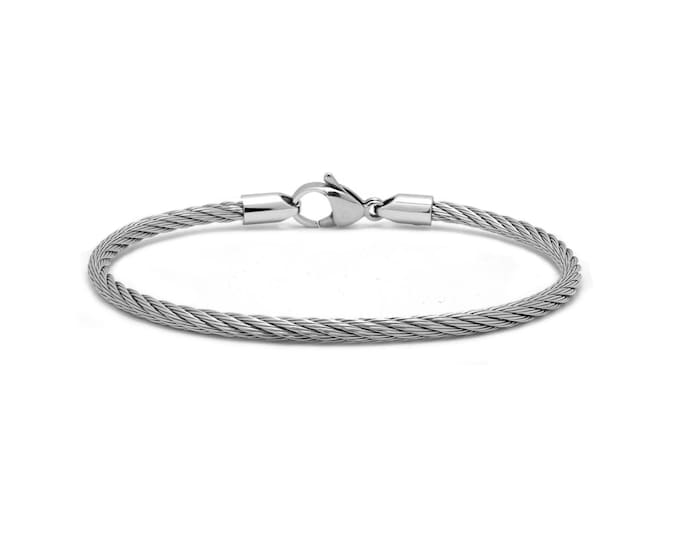 Featured listing image: 3mm Cable Bracelet | Flexible Authentic Industrial Stainless Steel Wire Rope | Unisex Design