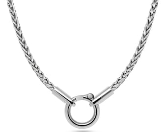Wheat Chain Necklace | Stainless Steel O-Ring Pendant Holder | Modern Minimalist Design