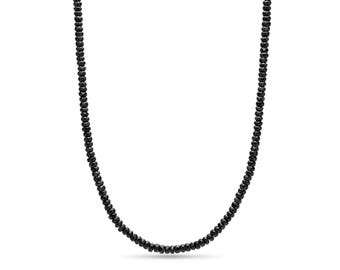 4mm Black Spinel Beaded Necklace | Modern Stainless Steel Signature Clasp | Luxury Style Design