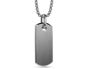 Slim blank tag pendant in stainless steel