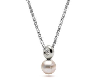 Real Baroque White Pearl Pendant | Stainless Steel Chain | Minimalist Bridal Jewelry | Gocce