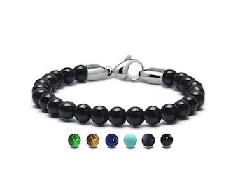 Gemstone Beaded Bracelet 8mm | Stainless Steel Signature Clasp | Modern Luxury Style Design by Taormina