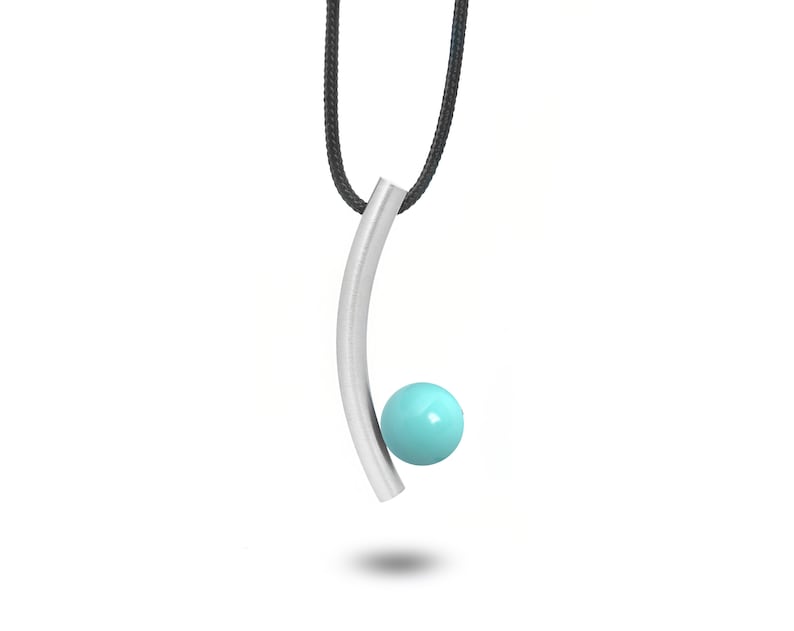 Taormina Modern Turquoise Pendant in Stainless Steel by Taormina Jewelry