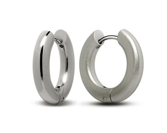Huggie Hoop Earrings | Polished or Brushed Stainless Steel | Multiple Size Options