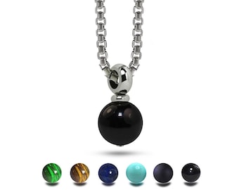 GOCCE gemstone sphere pendant in stainless steel