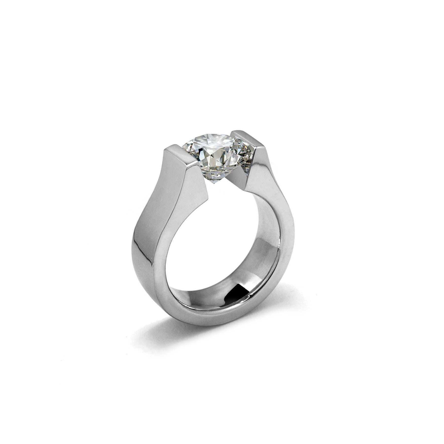 Bypass Tension Setting Ring 1ct Princess Simulated Diamond 14k WhiteGold  Plated | eBay