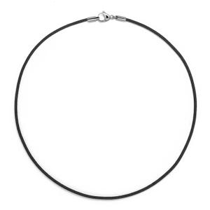 May include: A black cord necklace with a silver clasp.