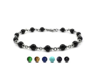 SPIRITUAL 6mm Rosary beads bracelet in stainless steel