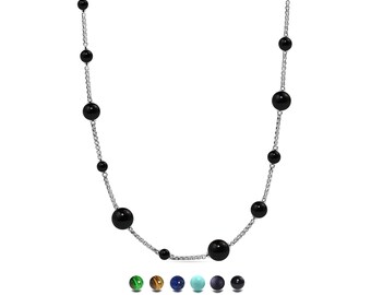 BEAD & CHAIN Necklace in Stainless Steel