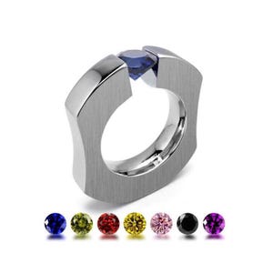 Tension Set Colored Gemstone Ring | Ergonomic Stainless Steel Mounting | Abbracci Design by Taormina