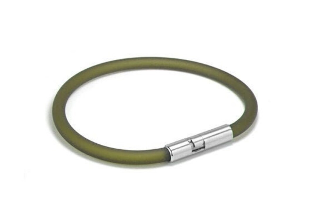 Green Rubber Bracelet 5mm Rubber 6mm Clasp by Taormina Jewelry Etsy