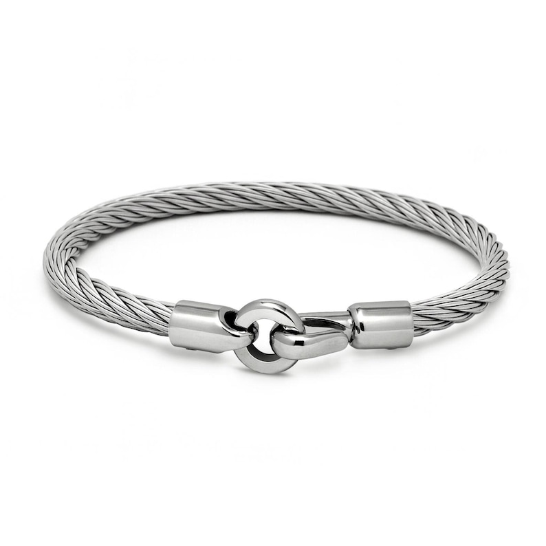 Industrial Wire Twisted Rope Bracelet | Hook Clasp Stainless Steel Industrial Design | 4mm Flexible | Unisex Minimalist Jewelry zdjęcie 2