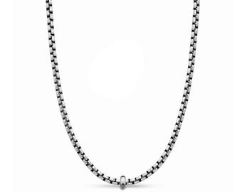 4mm box link chain necklace with rondel in stainless steel