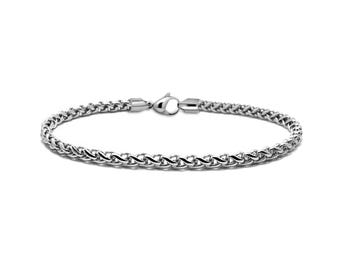 3mm wheat chain bracelet in stainless steel