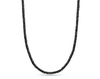 4mm Black Spinel Beaded Necklace | Modern Stainless Steel Signature Clasp | Luxury Style Design