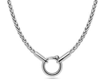 3mm Wheat Chain Necklace with Ring Clasp, Men's Stainless Steel Chain