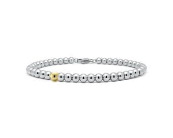 4mm beaded bracelet in stainless steel
