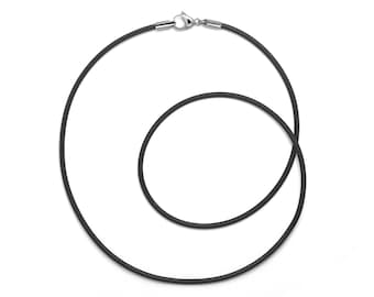 2mm tubular Black Rubber Necklace