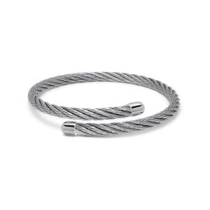 Industrial Wire Twisted Rope Bypass Cuff Bracelet | Stainless Steel Flexible | Unisex Design